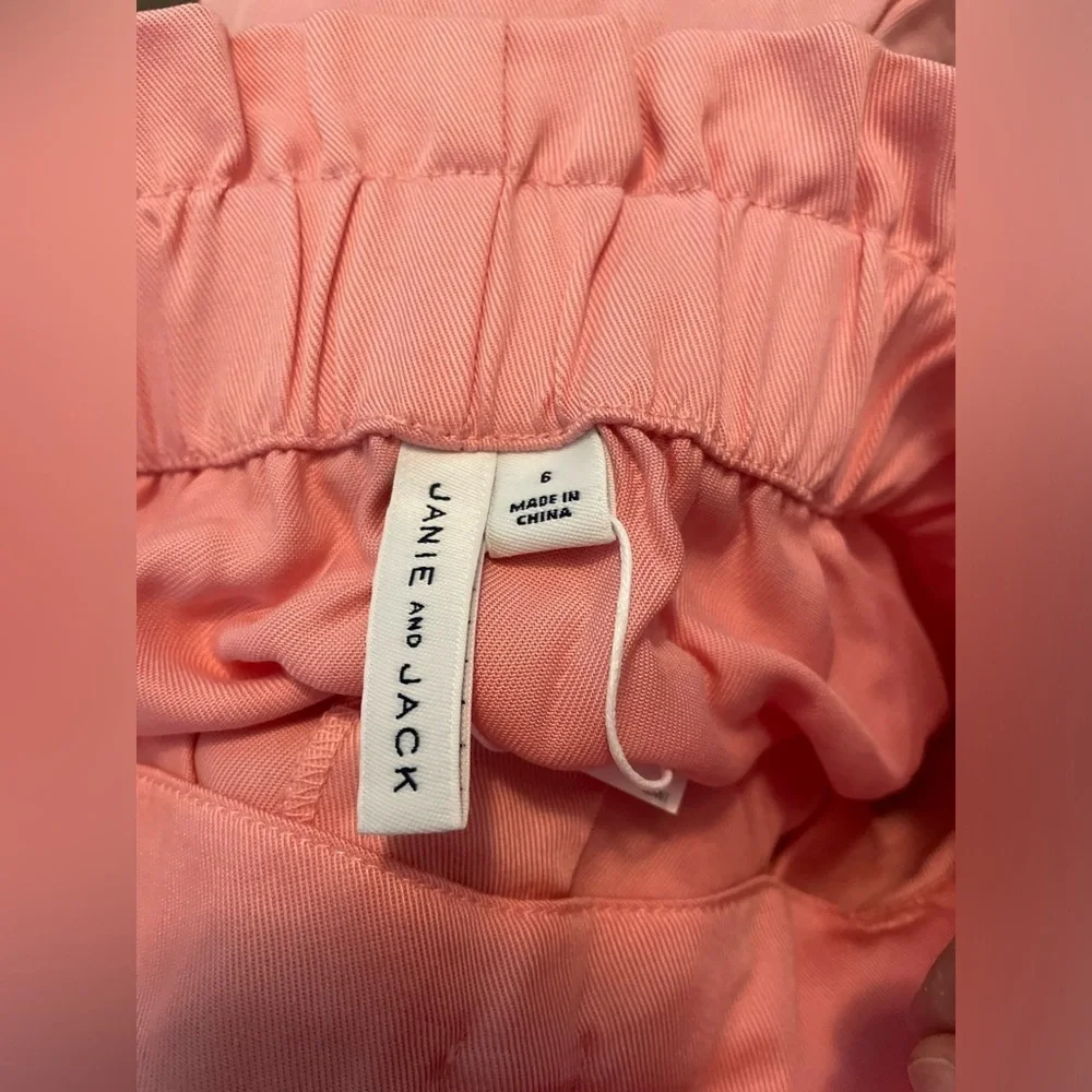 Janie and Jack Pink Bow-Tie High Waist Shorts size 6-NWT
